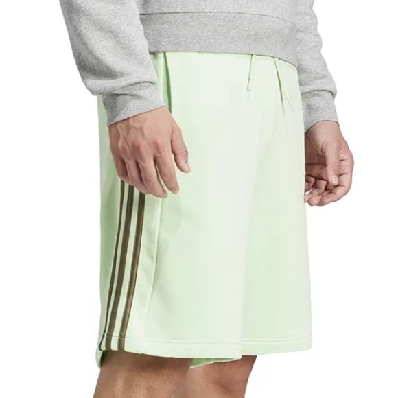 Adidas Men's 3-Stripes 10" Fleece Short Blue Drawstring Elastic Waist shorts - Picture 10 of 16